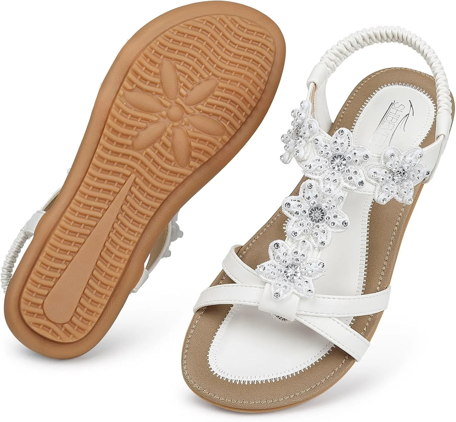 SHIBEVER Dressy Flat Sandals for Women: Summer Comfortable Walking Womens Sandal
