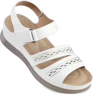 SHIBEVER Wedge Sandals for Women Dressy: Summer Walking Sandals Woman Comfortable - Casual Open Toe Rhinestone Low Wedge Shoes with Ankle Strap