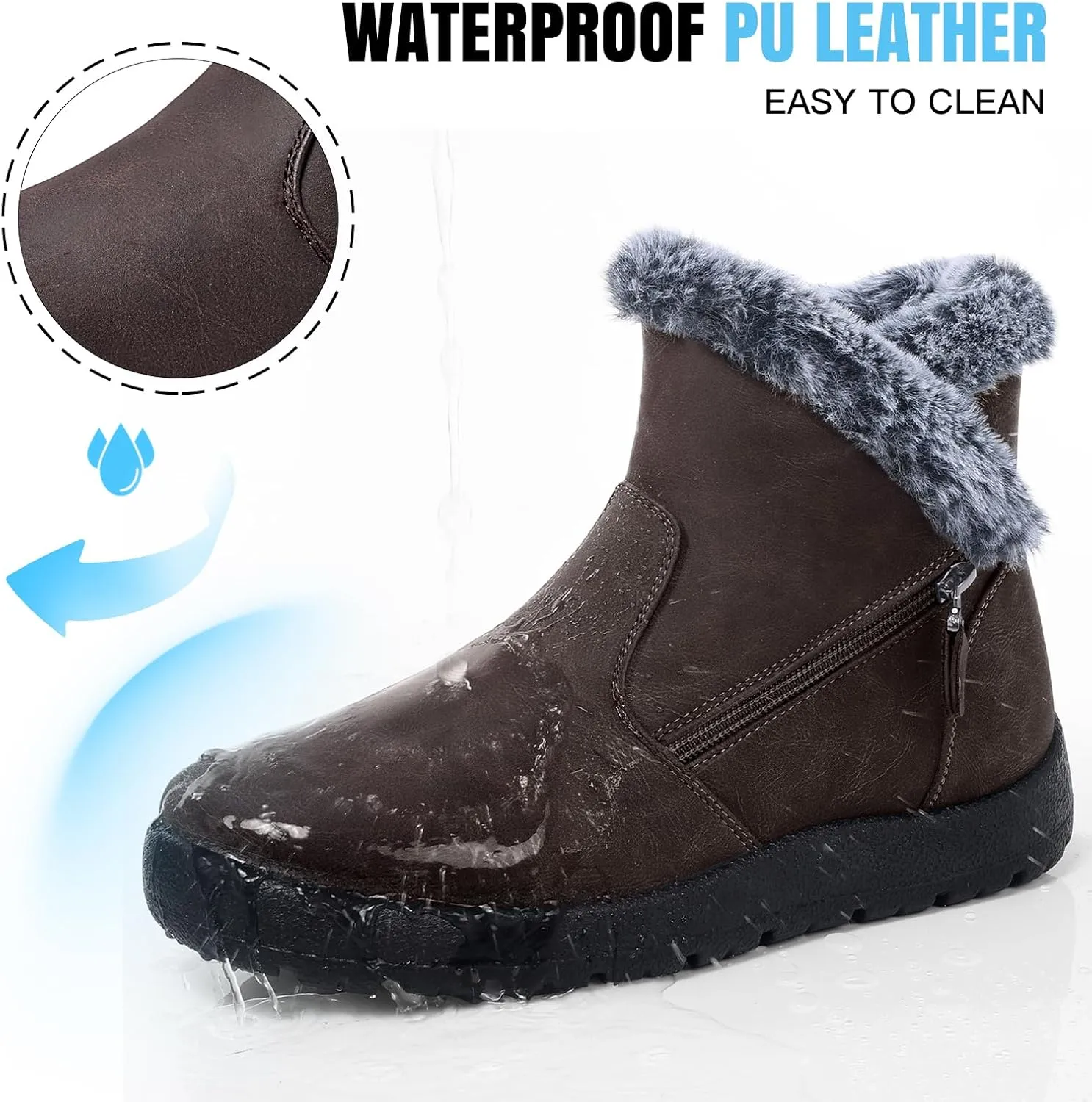 SHIBEVER Winter Boots for Women Waterproof: Womens Snow Boots Warm - Ankle Fur Lined Booties - Insulated Winter Shoes