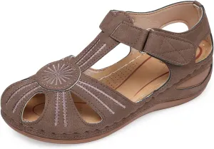 SHIBEVER Women's Wedge Sandals Summer: Closed Toe Sandals for Women Platform Dressy Wedge Size 5-11