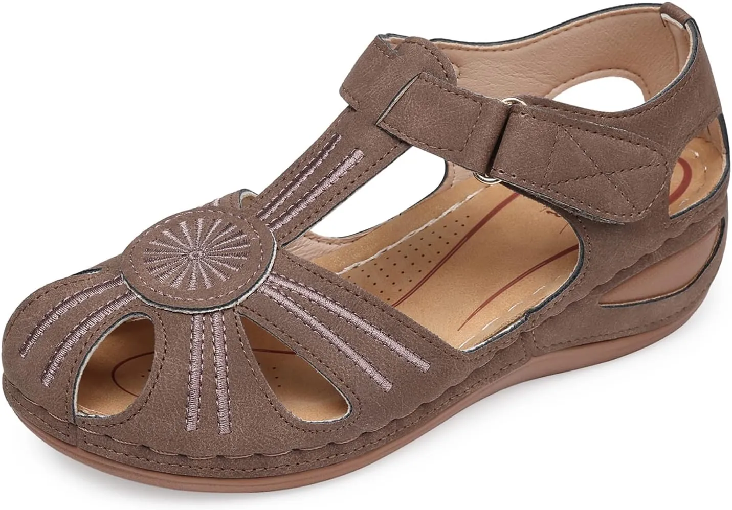 SHIBEVER Women's Wedge Sandals Summer: Closed Toe Sandals for Women Platform Dressy Wedge Size 5-11