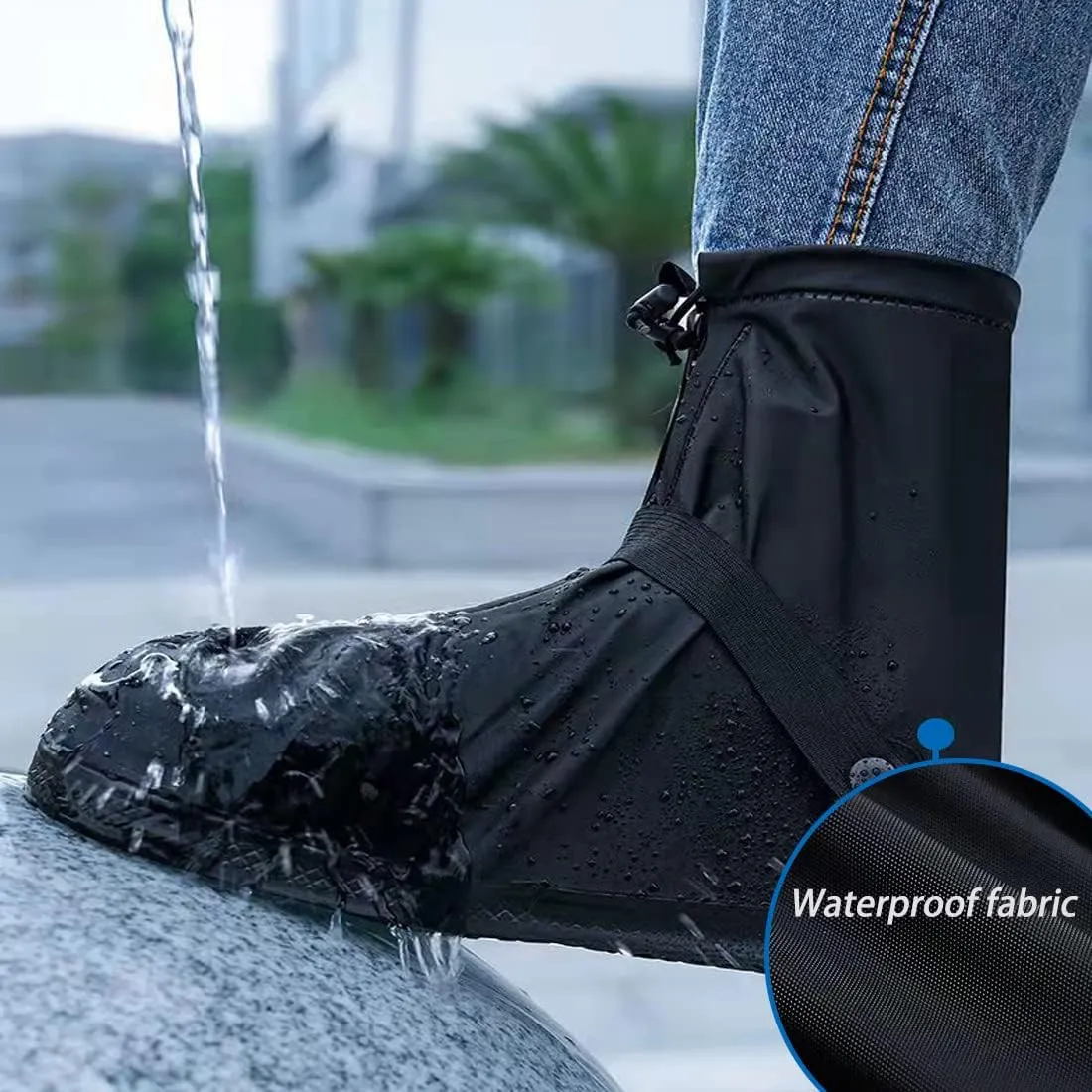 Shoe Covers with Zipper Hard Sole Version Waterproof Shoe Covers Reusable Galoshes for Rainy and Snowy Outdoors Garden etc, Rain Boots for Men Women Kid