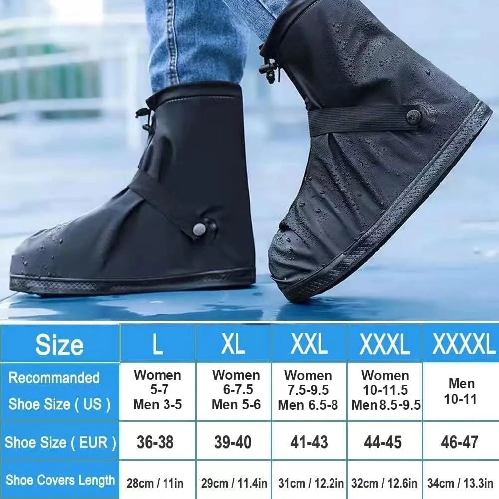 Shoe Covers with Zipper Hard Sole Version Waterproof Shoe Covers Reusable Galoshes for Rainy and Snowy Outdoors Garden etc, Rain Boots for Men Women Kid