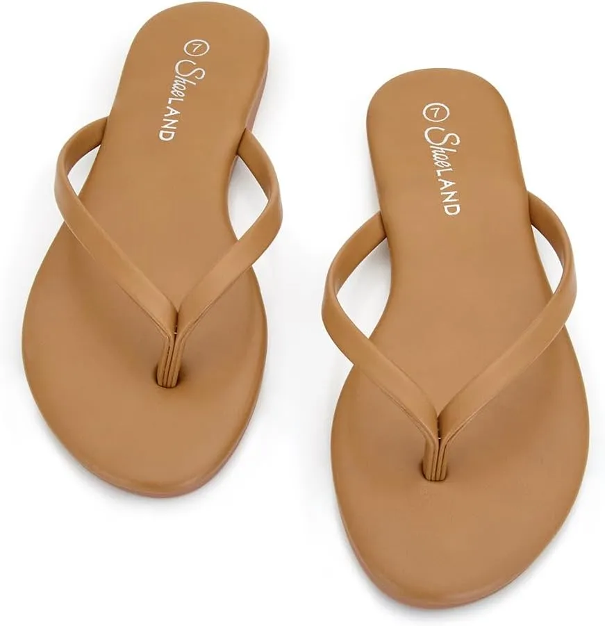 Shoe Land Flip Flops for Women 2025 - Memory Foam Slides & Flat Sandals | Ultra-Comfortable Thong Lightweight Summer Shoes for Beach, Pool & Dressy Outfits
