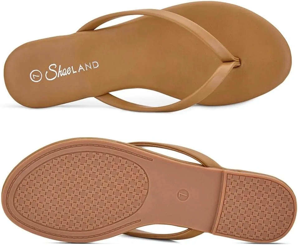 Shoe Land Flip Flops for Women 2025 - Memory Foam Slides & Flat Sandals | Ultra-Comfortable Thong Lightweight Summer Shoes for Beach, Pool & Dressy Outfits