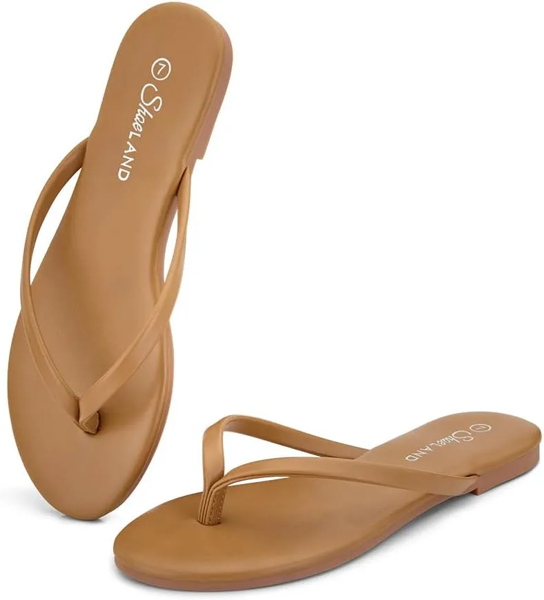 Shoe Land Flip Flops for Women 2025 - Memory Foam Slides & Flat Sandals | Ultra-Comfortable Thong Lightweight Summer Shoes for Beach, Pool & Dressy Outfits
