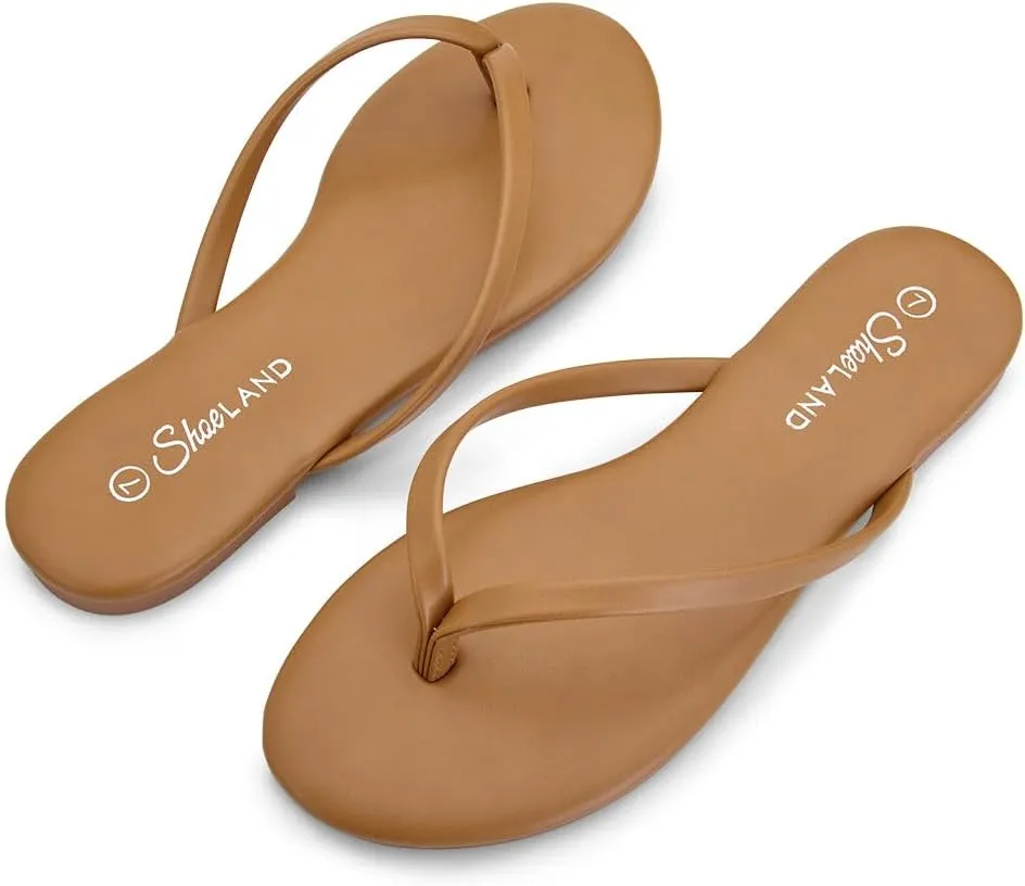 Shoe Land Flip Flops for Women 2025 - Memory Foam Slides & Flat Sandals | Ultra-Comfortable Thong Lightweight Summer Shoes for Beach, Pool & Dressy Outfits