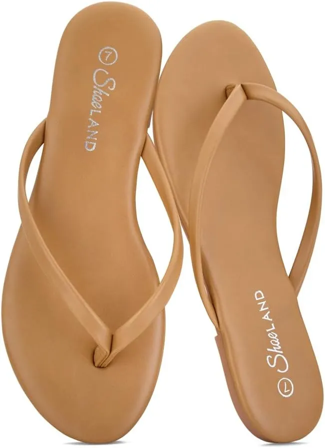 Shoe Land Flip Flops for Women 2025 - Memory Foam Slides & Flat Sandals | Ultra-Comfortable Thong Lightweight Summer Shoes for Beach, Pool & Dressy Outfits
