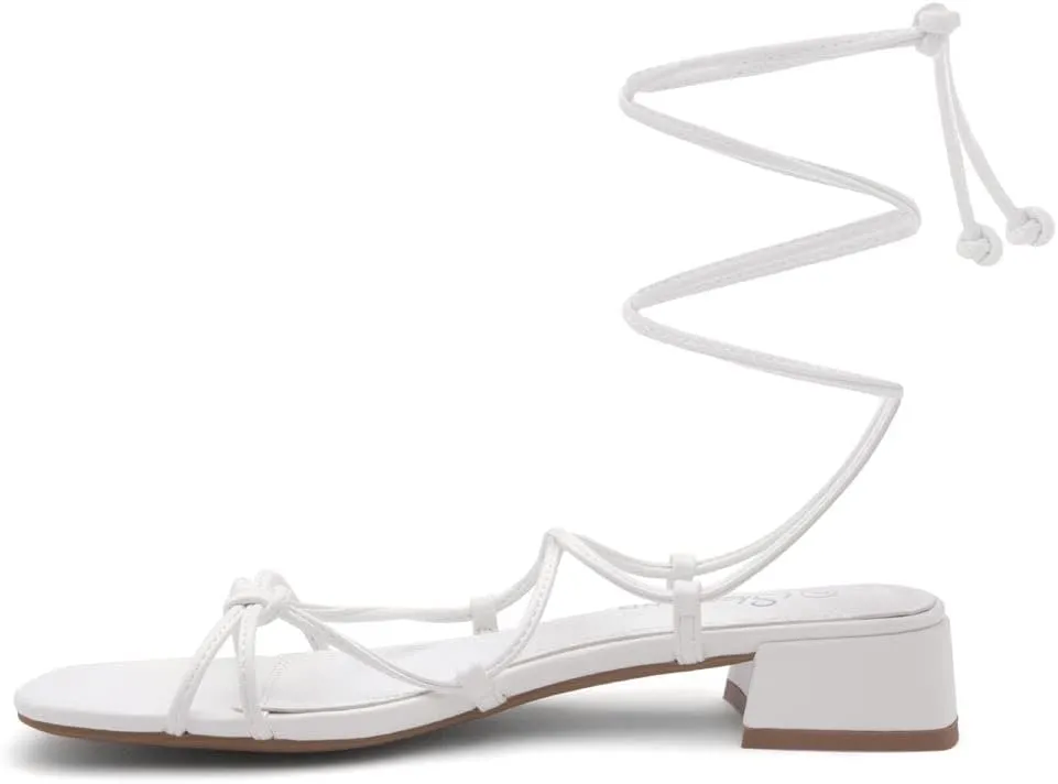 Shoe Land SL-Danica Women's Lace-Up Chunky Low Heels, Strappy Ankle Wrap Heeled Sandals, Square Open Toe Tie-Up Dress Sandals for Holiday, Party, and Wedding