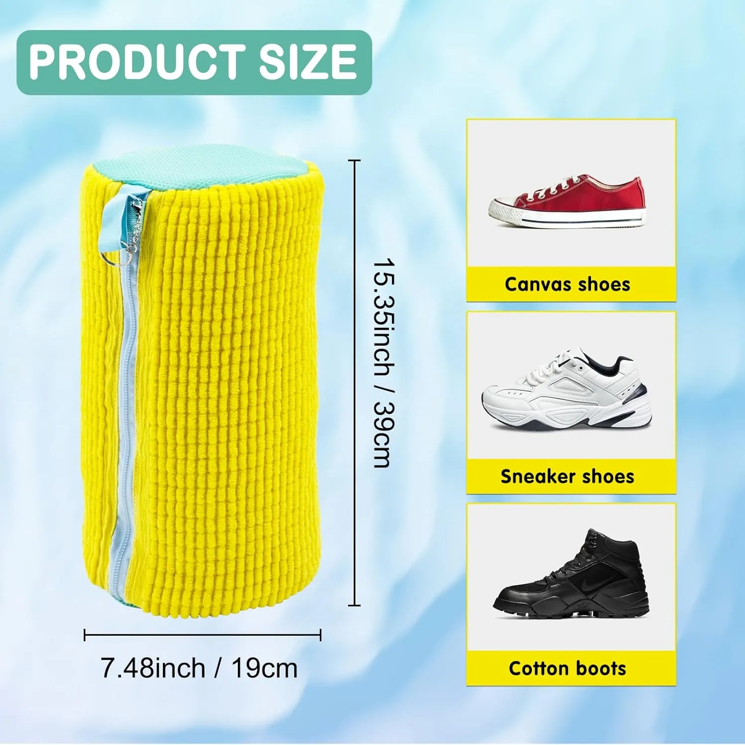 Shoe Washing Machine Bag, Shoe Washing Bag for Sneakers, Reusable Laundry Shoe Bag for Washer and Dryer, Yellow-A 4Pcs