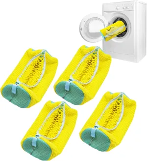 Shoe Washing Machine Bag, Shoe Washing Bag for Sneakers, Reusable Laundry Shoe Bag for Washer and Dryer, Yellow-A 4Pcs
