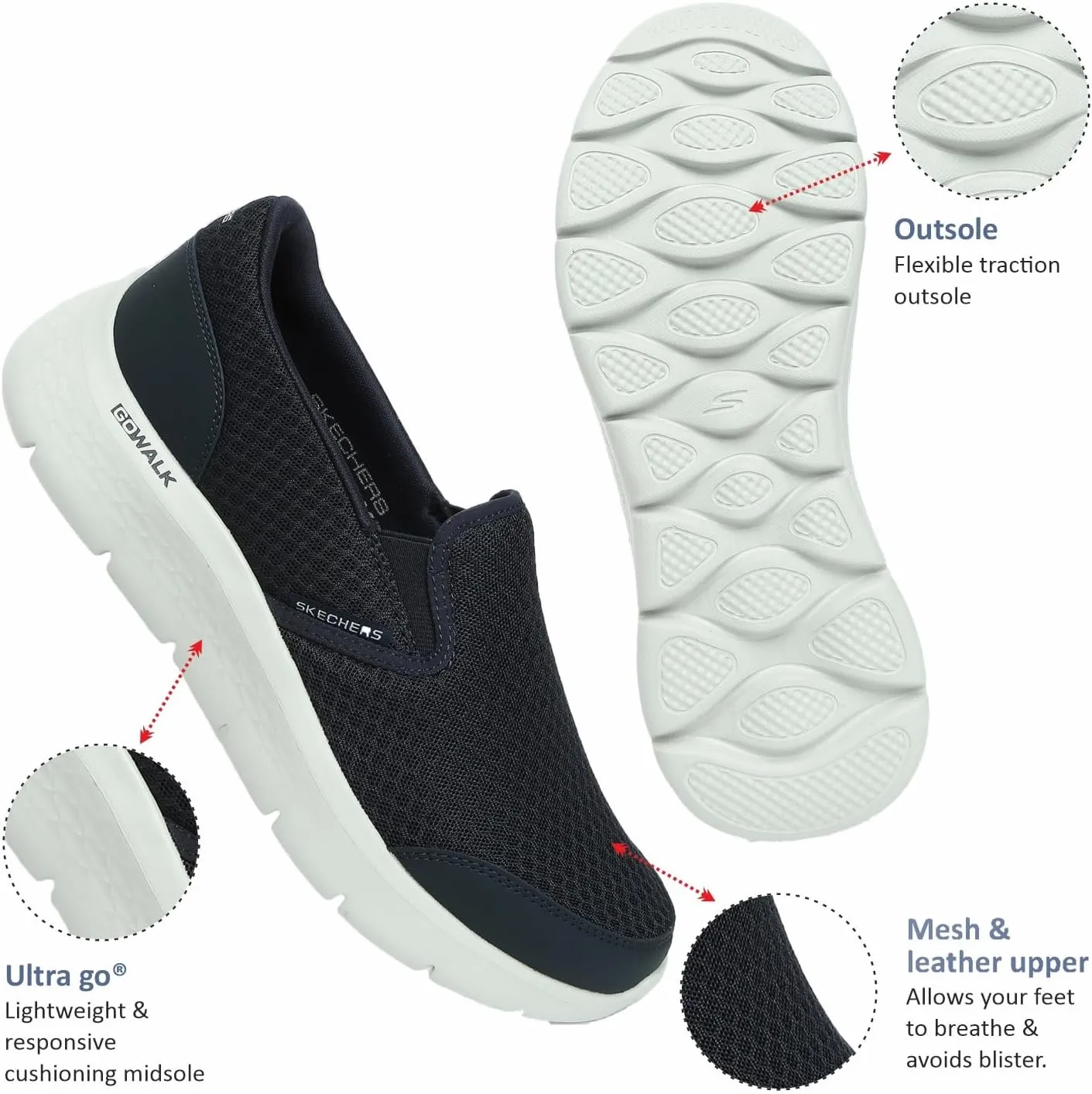 Skechers Men's Gowalk Flex-Athletic Slip-on Casual Loafer Walking Shoes with Air Cooled Foam Sneaker