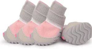 Soft Dog Shoes for Small Dogs,Dog Paw Protector for Outdoor Activies,Anti-Slip Dog Boots, Size 5, Pink