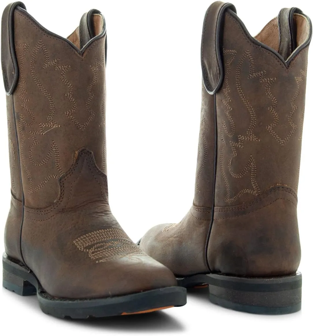 Soto Boots Kid's Round Toe Boots, Geniune Leather Kid's Cowboy Boots, Toddler Western Boots, K4004 (,)