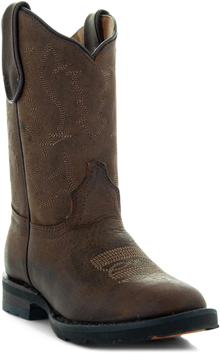 Soto Boots Kid's Round Toe Boots, Geniune Leather Kid's Cowboy Boots, Toddler Western Boots, K4004 (,)