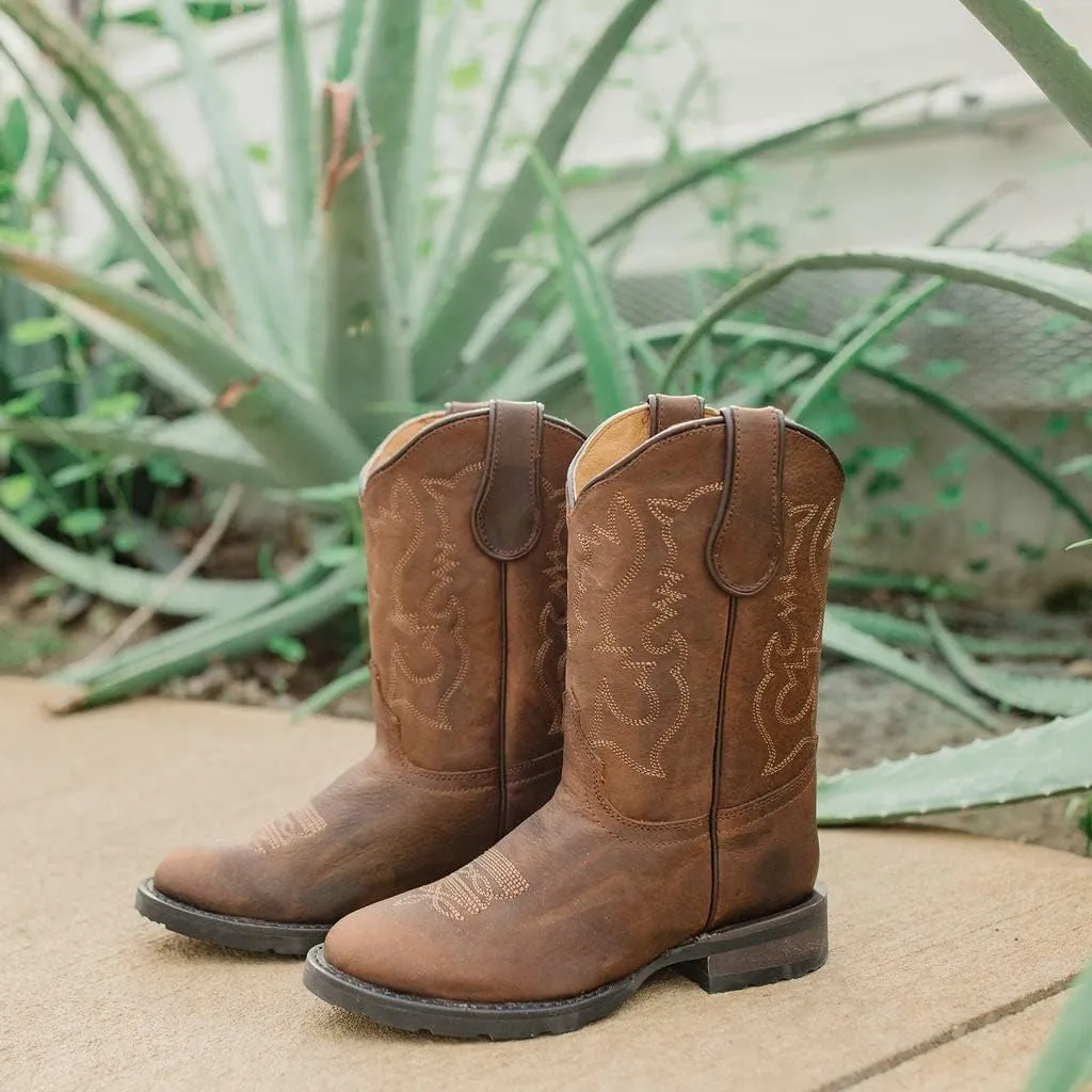 Soto Boots Kid's Round Toe Boots, Geniune Leather Kid's Cowboy Boots, Toddler Western Boots, K4004 (,)