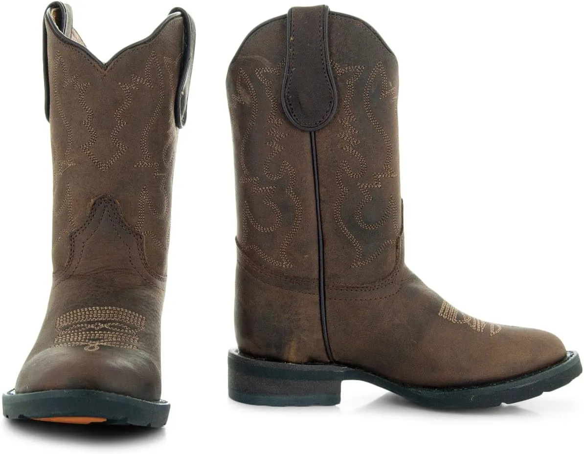 Soto Boots Kid's Round Toe Boots, Geniune Leather Kid's Cowboy Boots, Toddler Western Boots, K4004 (,)