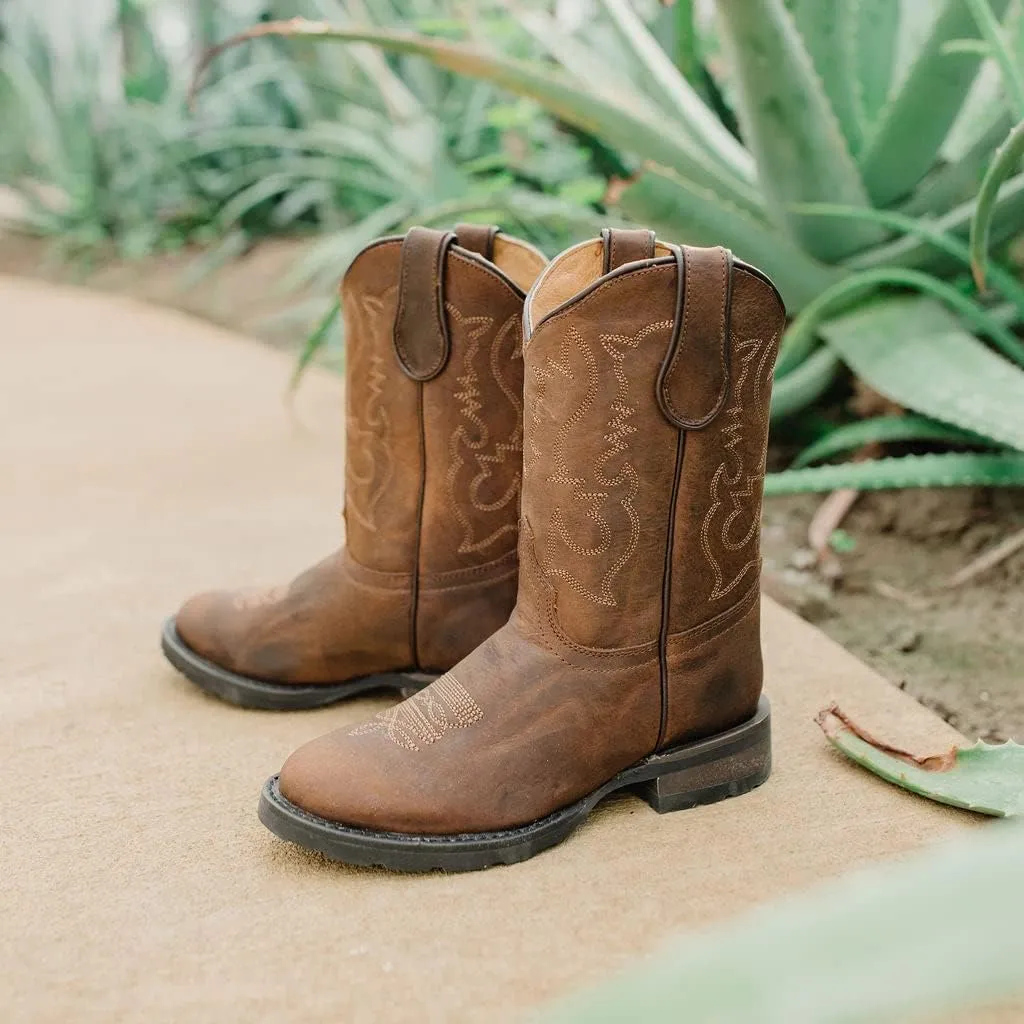 Soto Boots Kid's Round Toe Boots, Geniune Leather Kid's Cowboy Boots, Toddler Western Boots, K4004 (,)