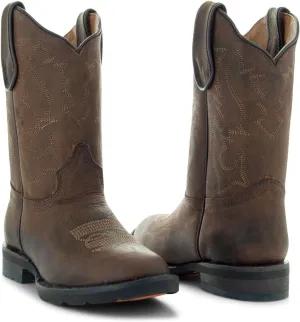 Soto Boots Kid's Round Toe Boots, Geniune Leather Kid's Cowboy Boots, Toddler Western Boots, K4004 (,)