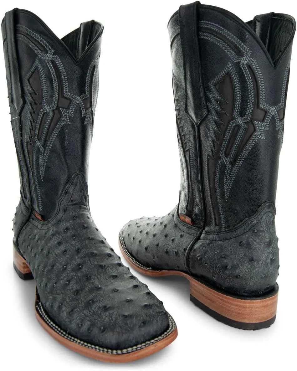 Soto Boots Men's Out of the Wild Ostrich Print Cowboy Boots, Exotic Print Men's Cowboy Boots, Western Boots For Men H50031