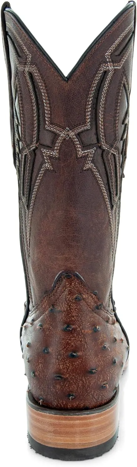 Soto Boots Men's Out of the Wild Ostrich Print Cowboy Boots, Exotic Print Men's Cowboy Boots, Western Boots For Men H50031