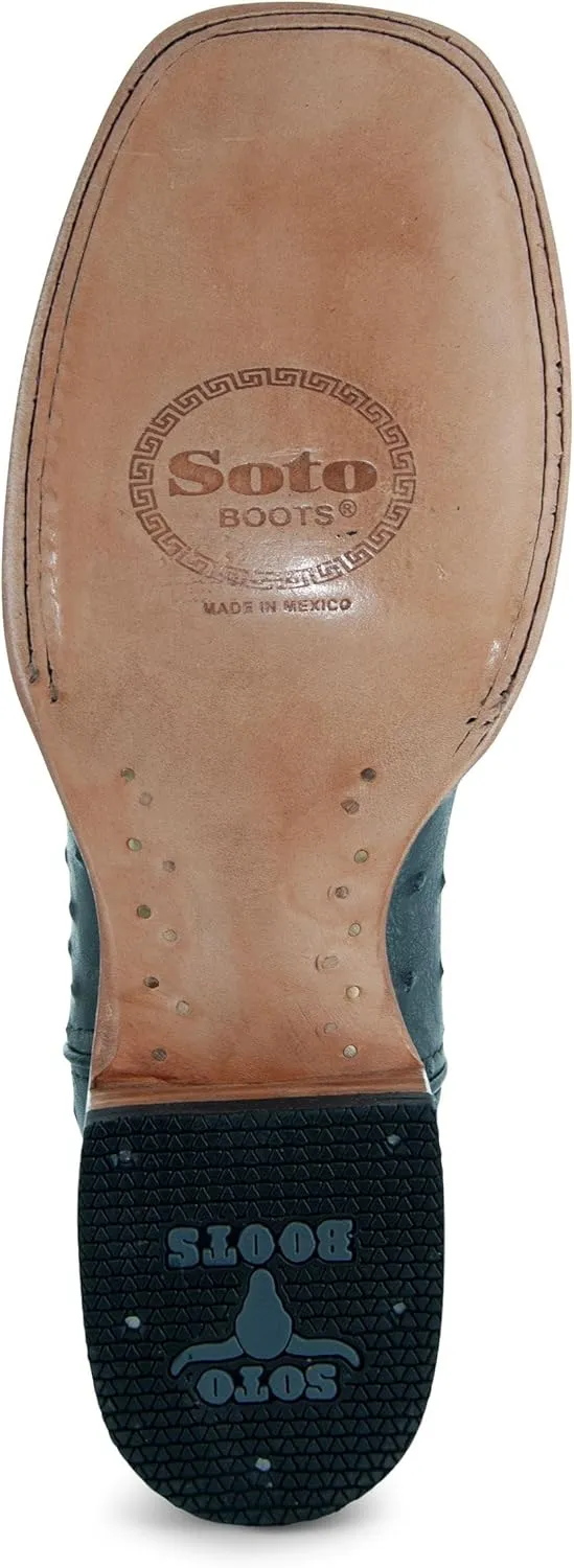 Soto Boots Men's Out of the Wild Ostrich Print Cowboy Boots, Exotic Print Men's Cowboy Boots, Western Boots For Men H50031