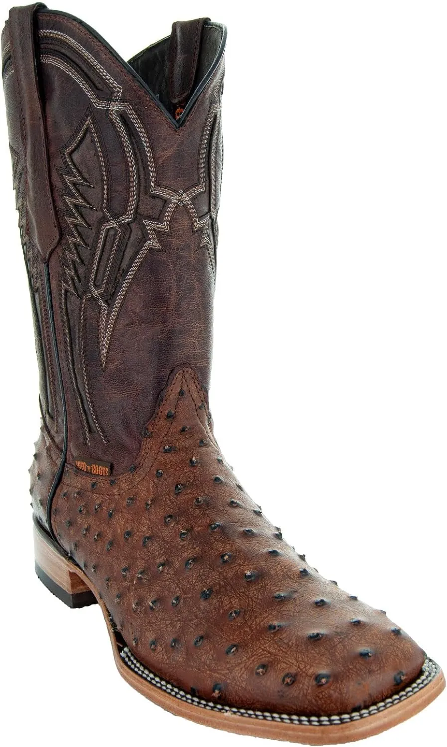 Soto Boots Men's Out of the Wild Ostrich Print Cowboy Boots, Exotic Print Men's Cowboy Boots, Western Boots For Men H50031