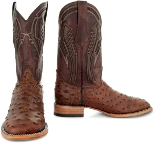 Soto Boots Men's Out of the Wild Ostrich Print Cowboy Boots, Exotic Print Men's Cowboy Boots, Western Boots For Men H50031