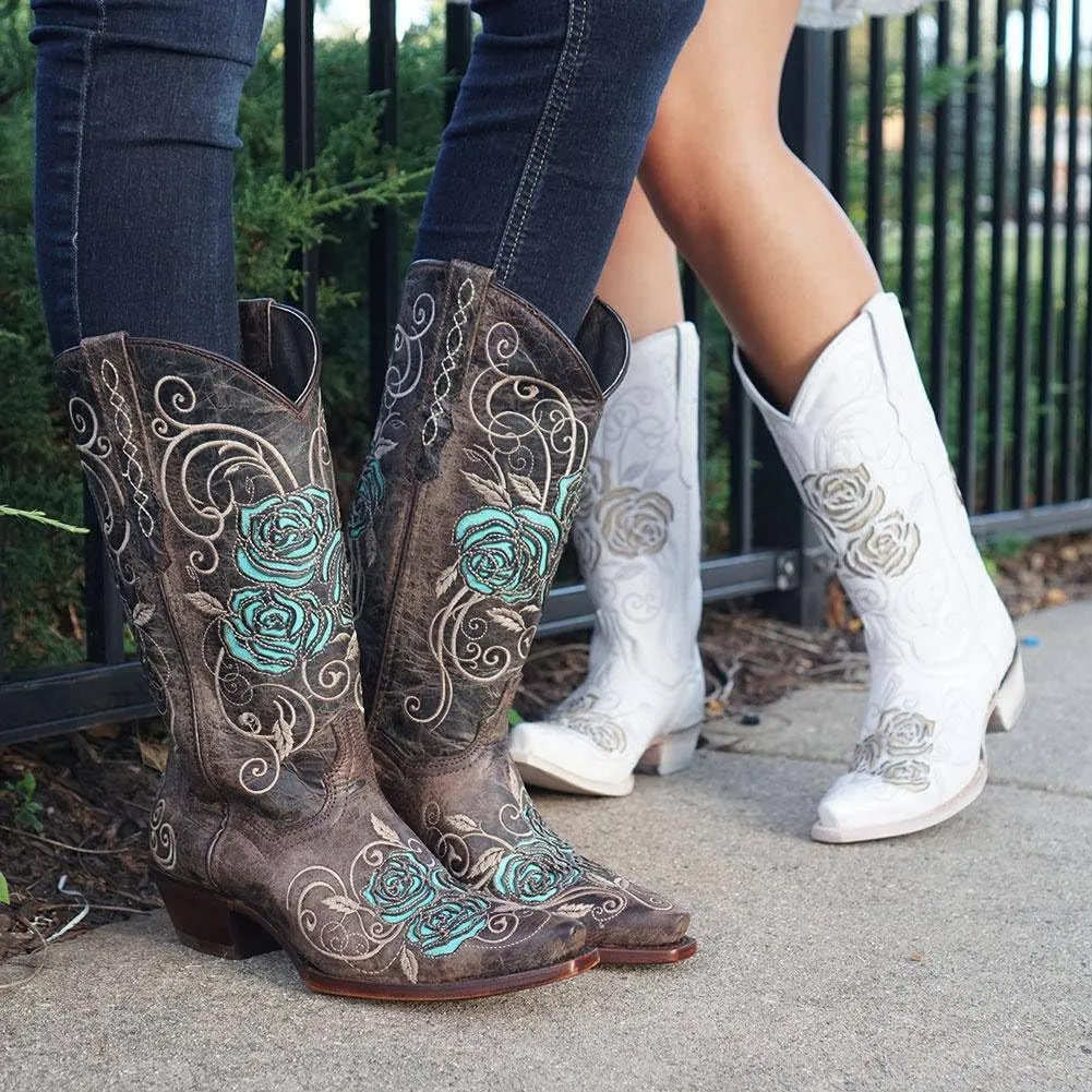 Soto Boots Turquoise Rose Country Cowgirl Boots M50032