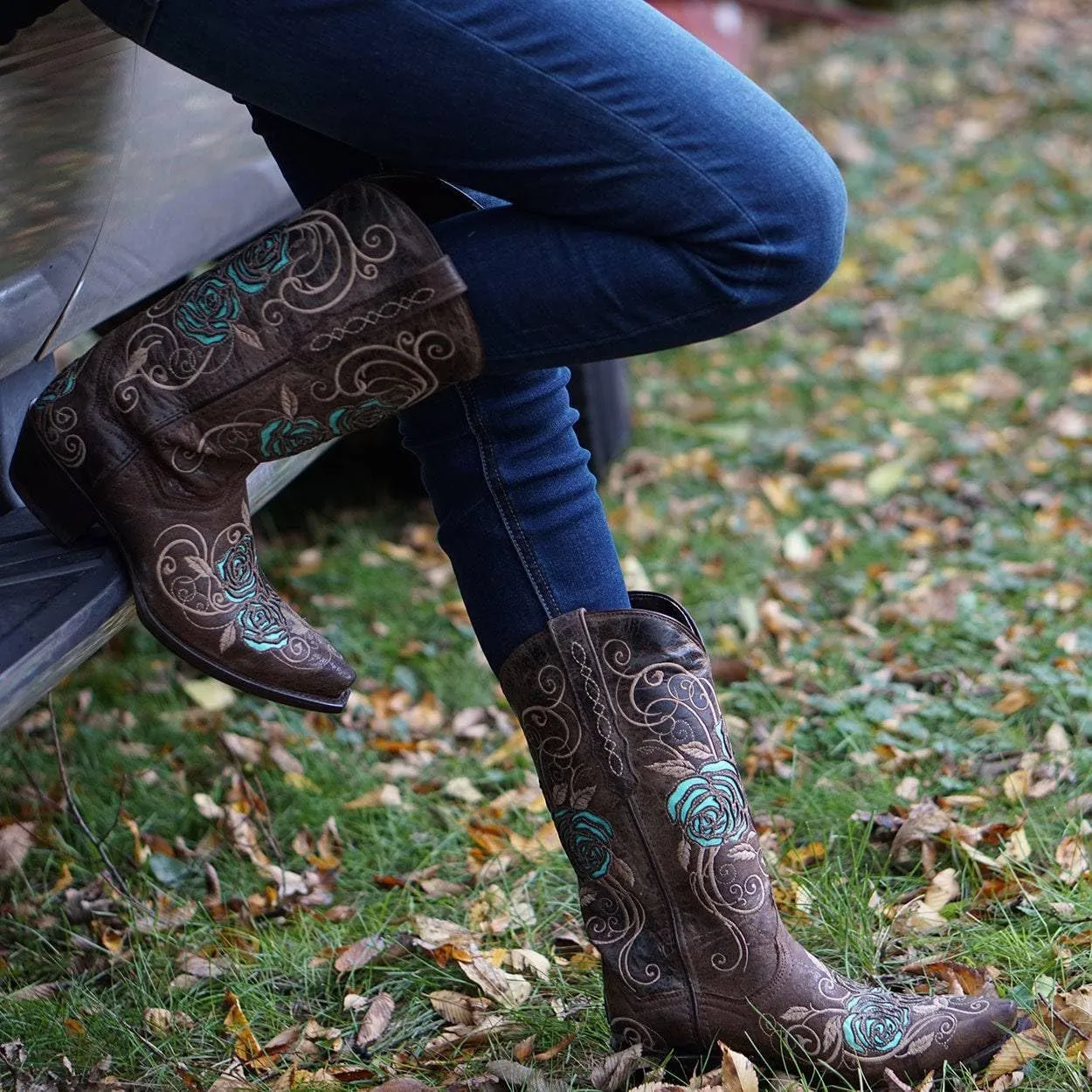 Soto Boots Turquoise Rose Country Cowgirl Boots M50032