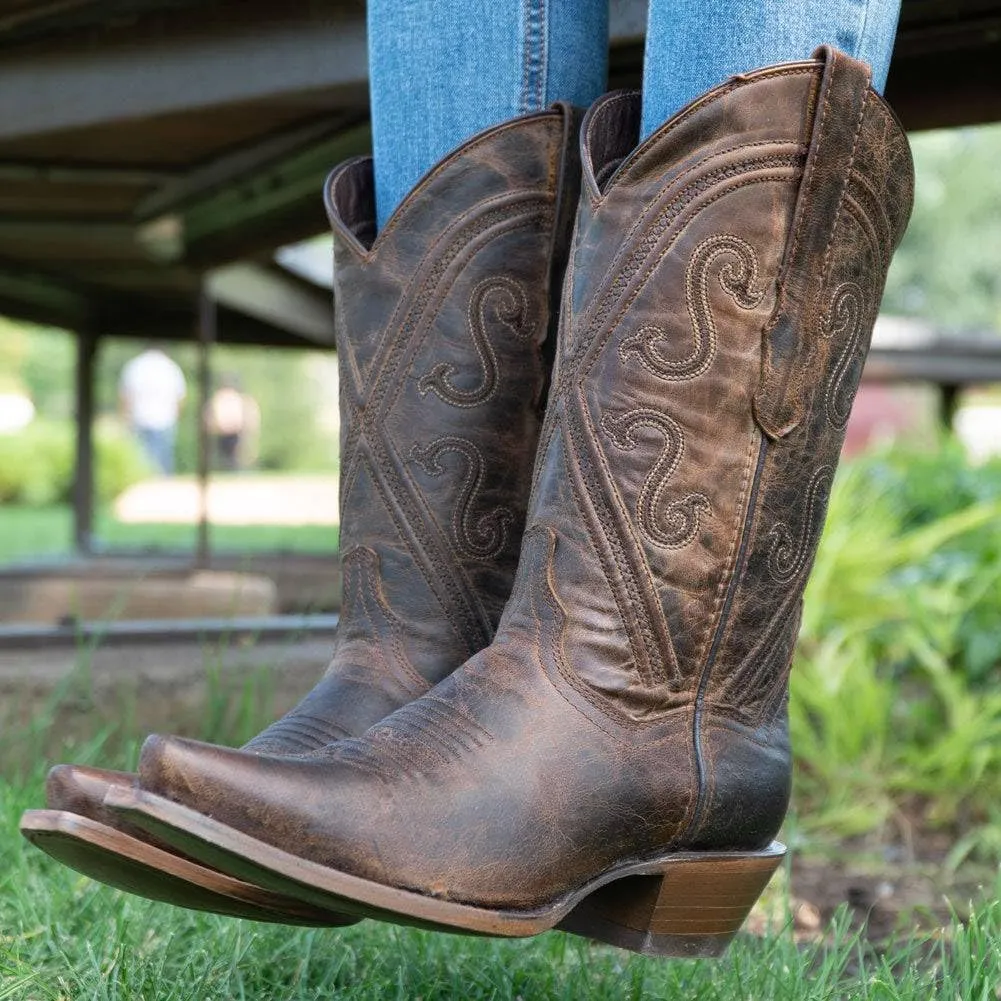 Soto Boots Women's Cheyenne Leather Snipped Toe Cowgirl Boots, Genuine Leather Handcrafted Cowboy Boots For Women M50041