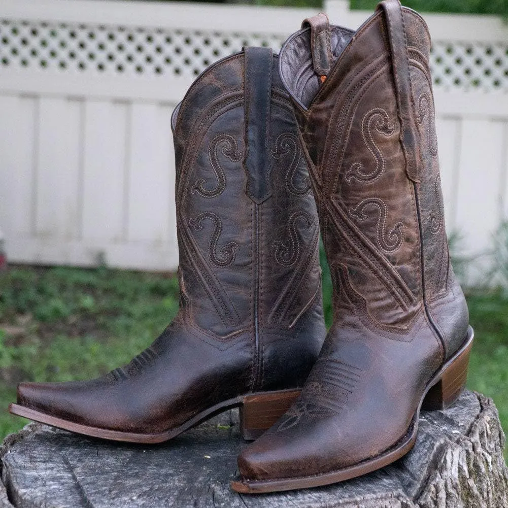 Soto Boots Women's Cheyenne Leather Snipped Toe Cowgirl Boots, Genuine Leather Handcrafted Cowboy Boots For Women M50041