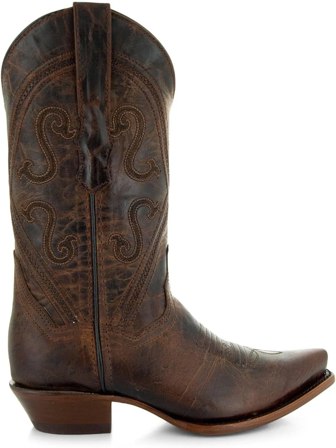 Soto Boots Women's Cheyenne Leather Snipped Toe Cowgirl Boots, Genuine Leather Handcrafted Cowboy Boots For Women M50041