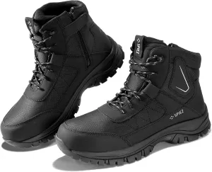 SPIEZ Waterproof Steel Toe Work Boots for Men Slip Resistant Antistatic Safety Shoes High-Top Winter Industrial and Construction Boots Black US 7.5-12