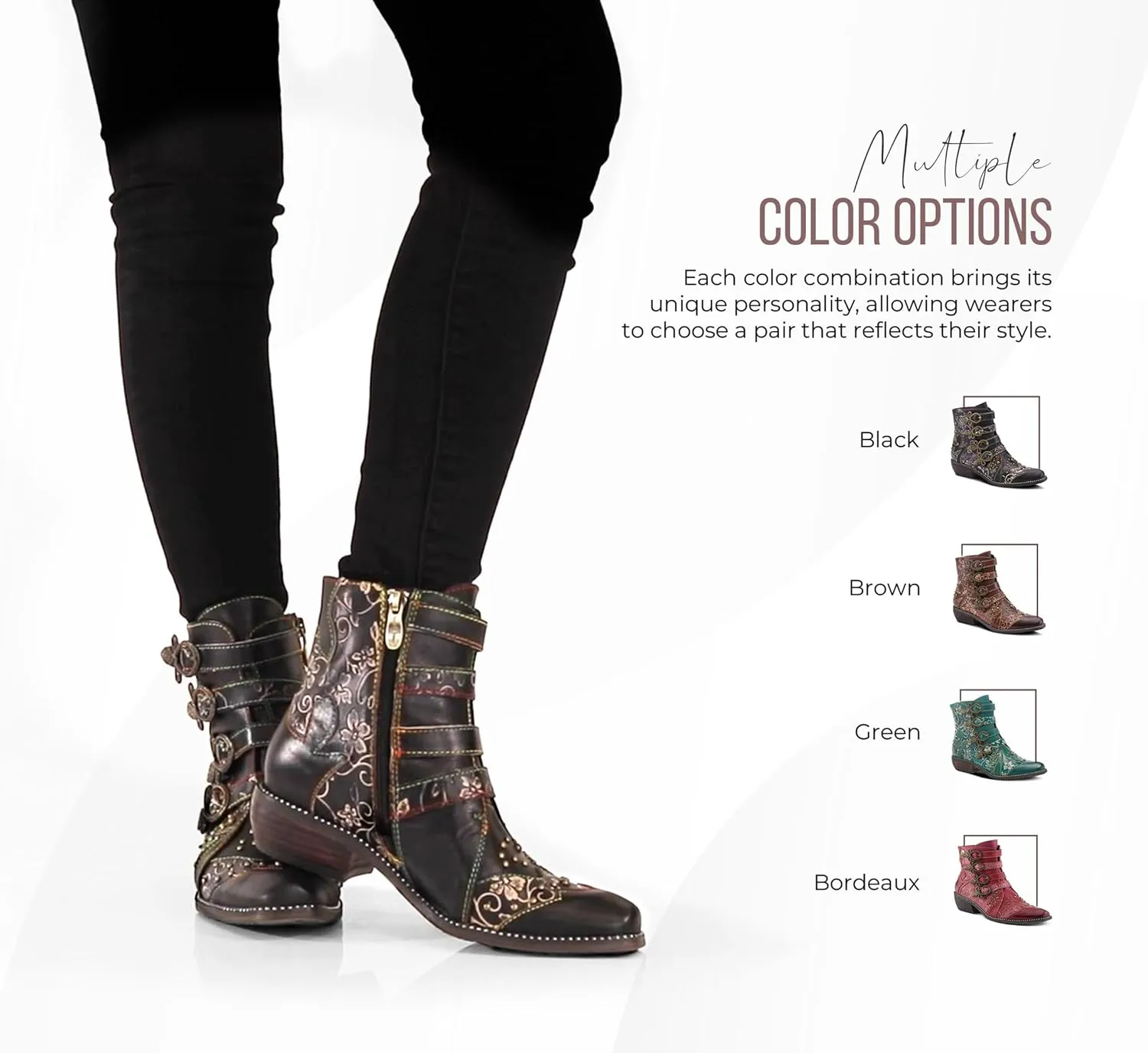 Spring Step L'Artiste Rodeha Booties for women - Women's Ankle Boots with Zipper Closure - Ladies Boots with Western Style Pointed Toe Silhouette