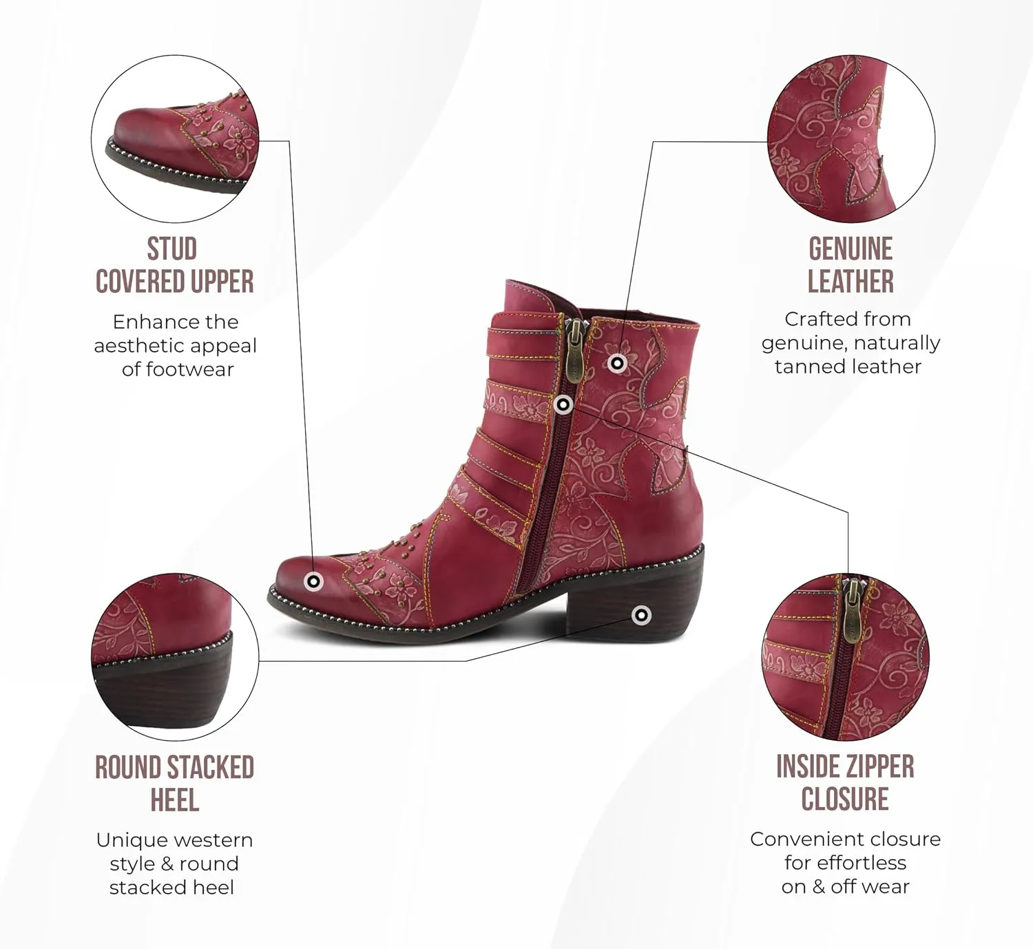 Spring Step L'Artiste Rodeha Booties for women - Women's Ankle Boots with Zipper Closure - Ladies Boots with Western Style Pointed Toe Silhouette