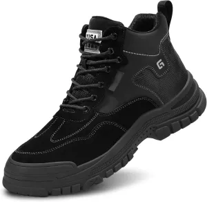 Steel Toe Boots for Men Indestructible Steel Toe Shoes Breathable High Top Work Boots for Men Lightweight Safety Shoes Non Slip Work Shoes Industry Construction Safety Boots