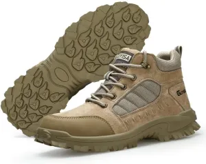 Steel Toe Boots for Men Indestructible Steel Toe Shoes Breathable High Top Work Boots for Men Lightweight Safety Shoes Non Slip Work Shoes Industry Construction