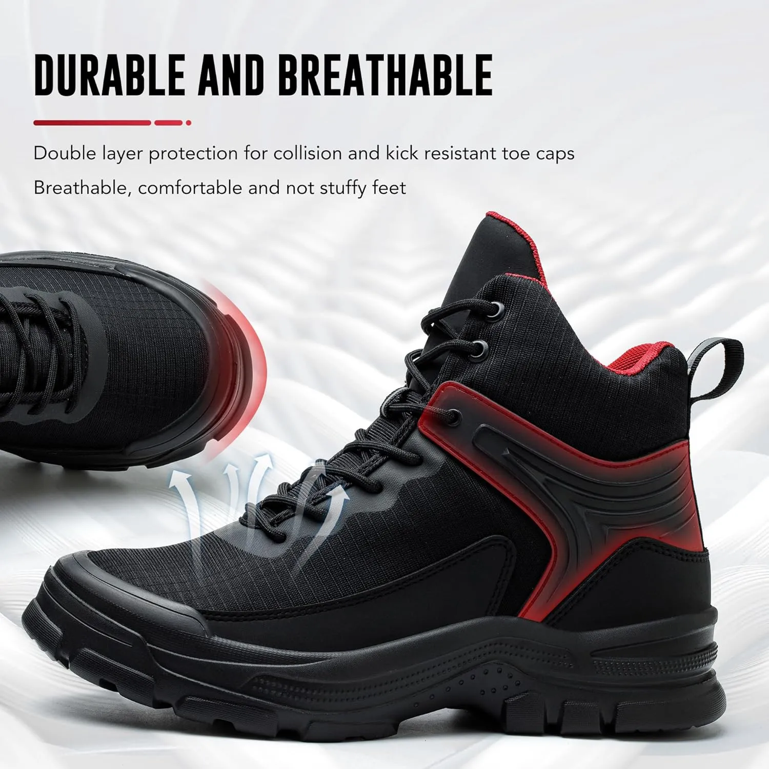 Steel Toe Boots for Men - Slip Resistant and Durable Safety Shoes Men's Indestructible Construction Work Boots with Composite Safety Toe