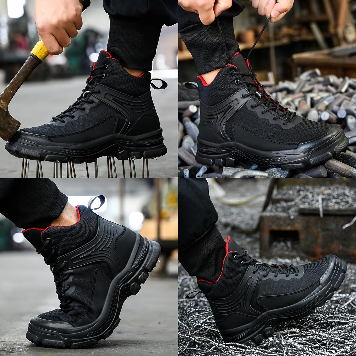 Steel Toe Boots for Men - Slip Resistant and Durable Safety Shoes Men's Indestructible Construction Work Boots with Composite Safety Toe