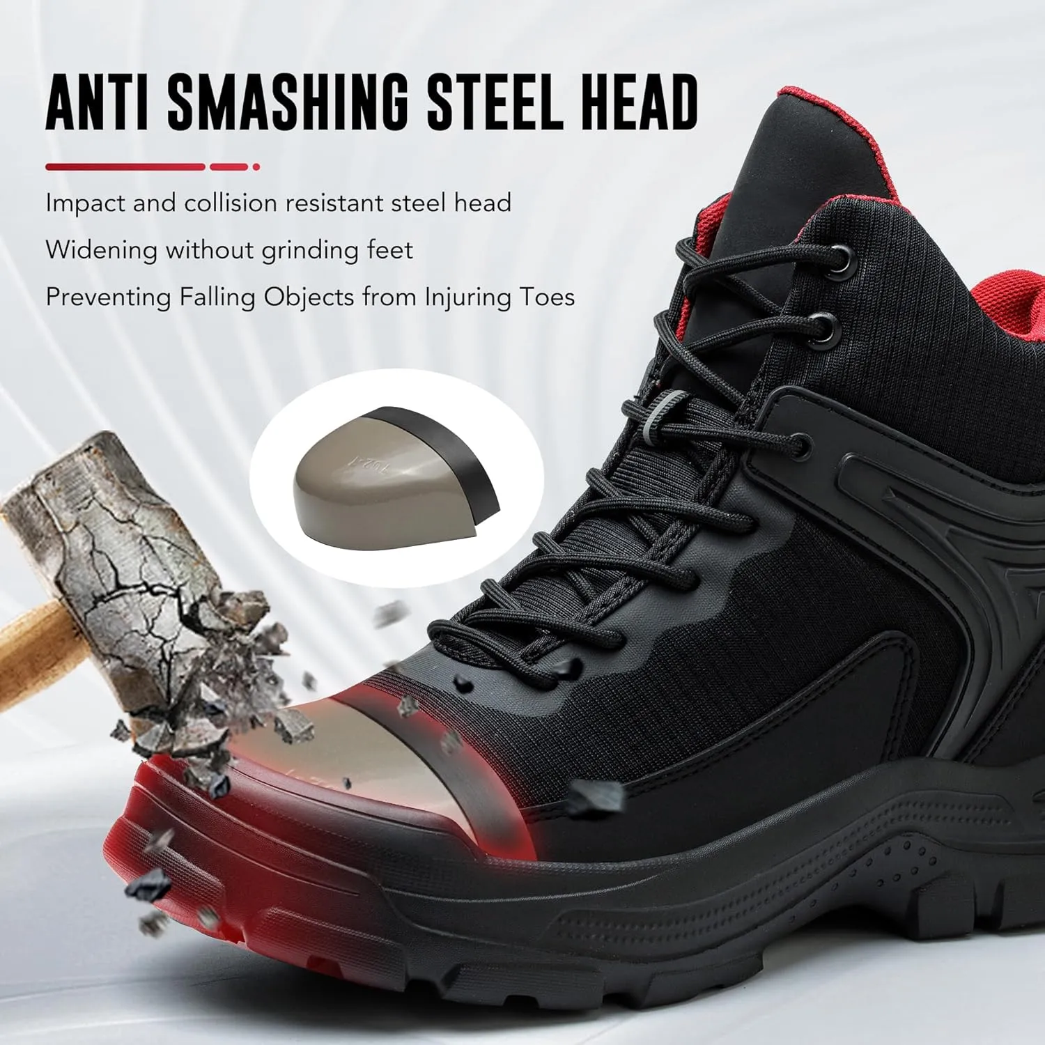 Steel Toe Boots for Men - Slip Resistant and Durable Safety Shoes Men's Indestructible Construction Work Boots with Composite Safety Toe