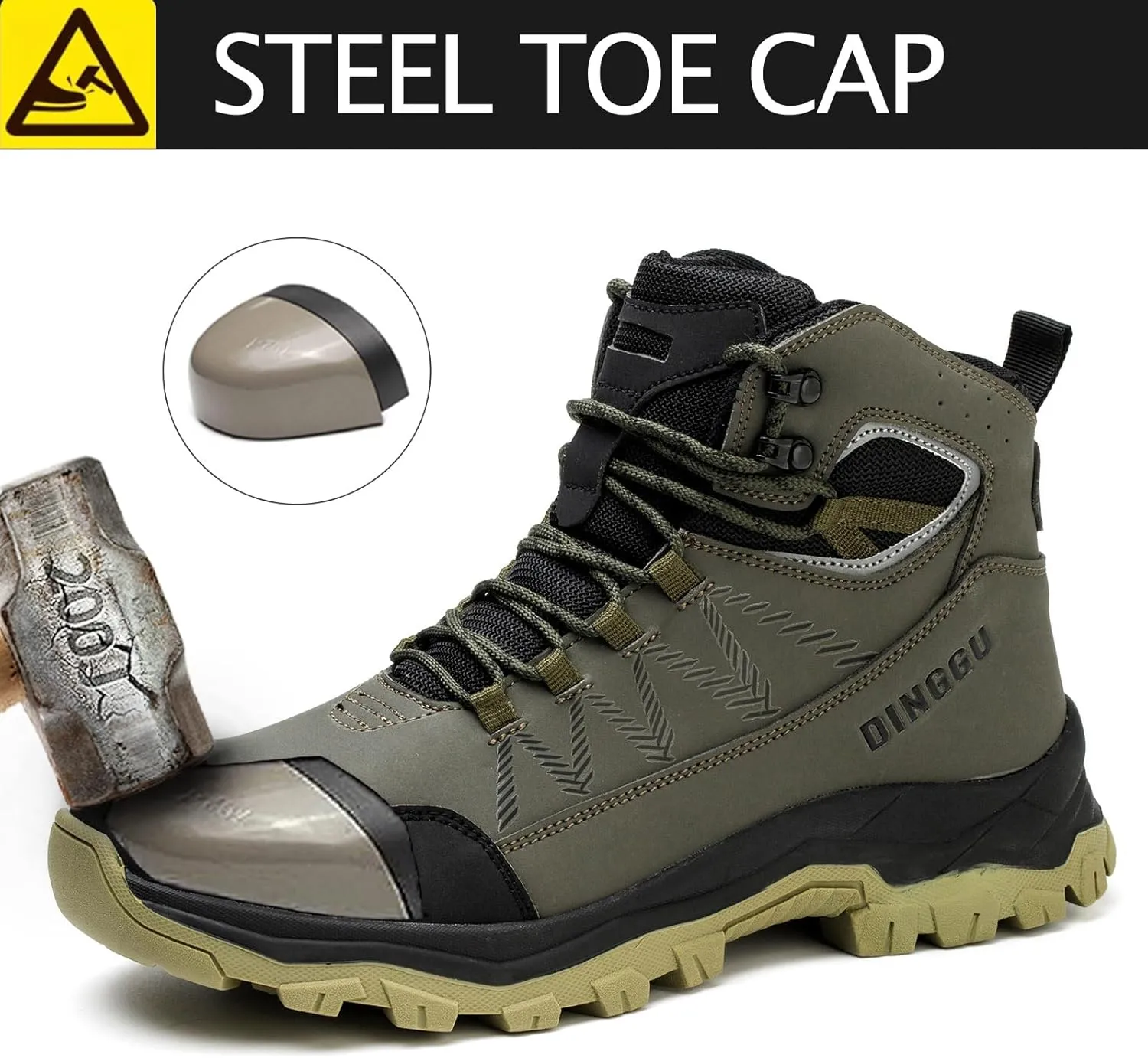 Steel Toe Boots for Men Waterproof Safety Work Boots，Comfortable Mens Industrial & Construction Boots