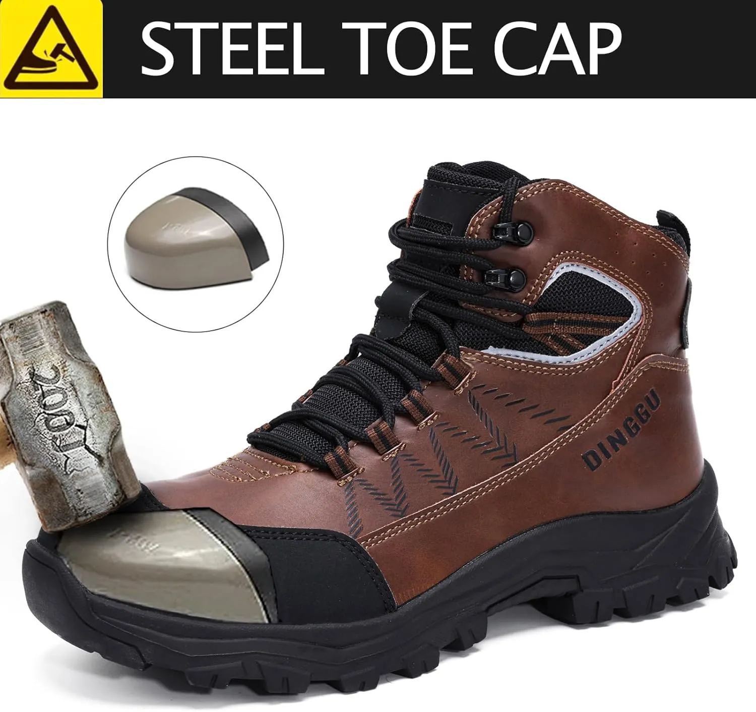 Steel Toe Boots for Men Waterproof Safety Work Boots，Comfortable Mens Industrial & Construction Boots