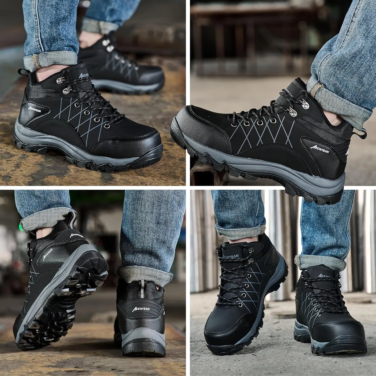 Steel Toe Boots for Men Waterproof Wide Width Slip Resistant Safety Toe Sneakers Puncture Proof Durable Construction Work Shoes for Outdoor Industrial Use