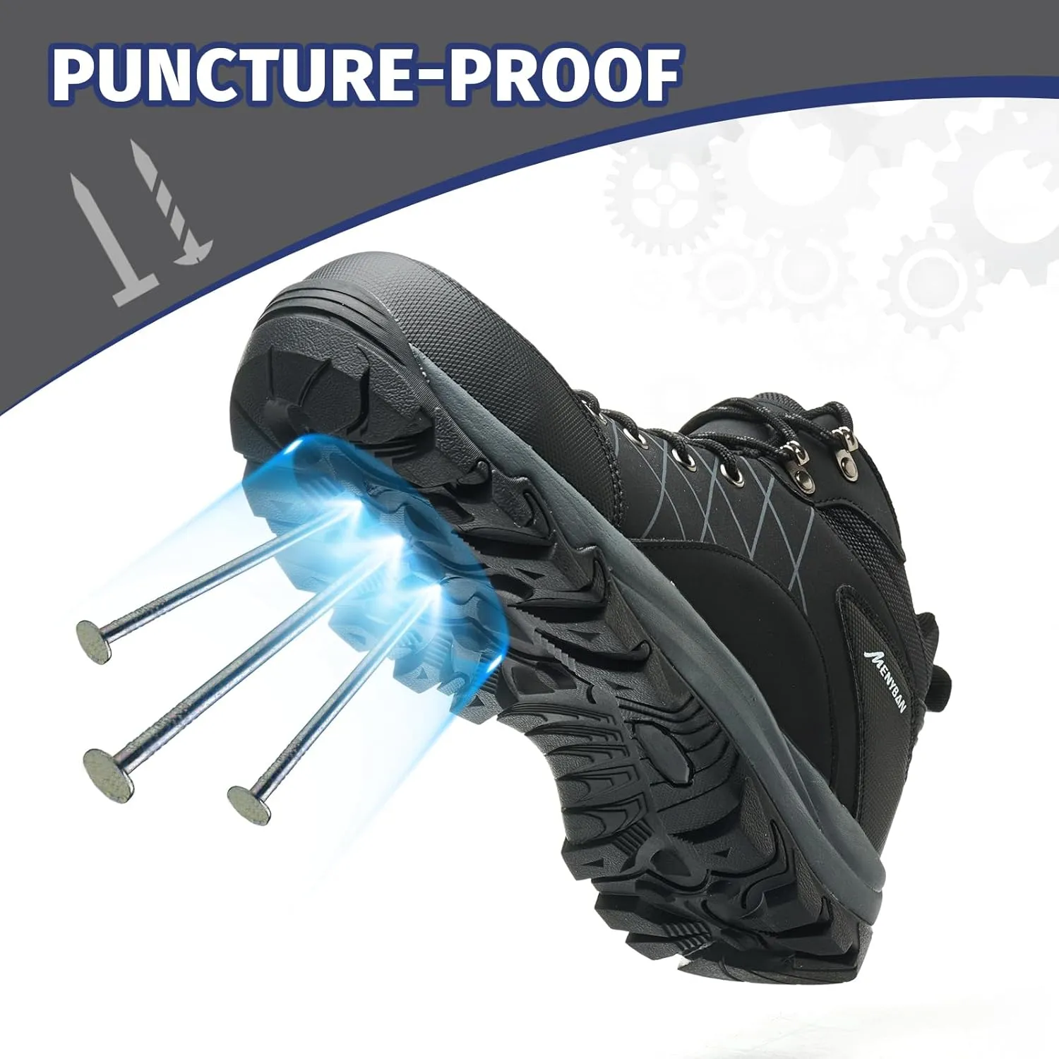 Steel Toe Boots for Men Waterproof Wide Width Slip Resistant Safety Toe Sneakers Puncture Proof Durable Construction Work Shoes for Outdoor Industrial Use