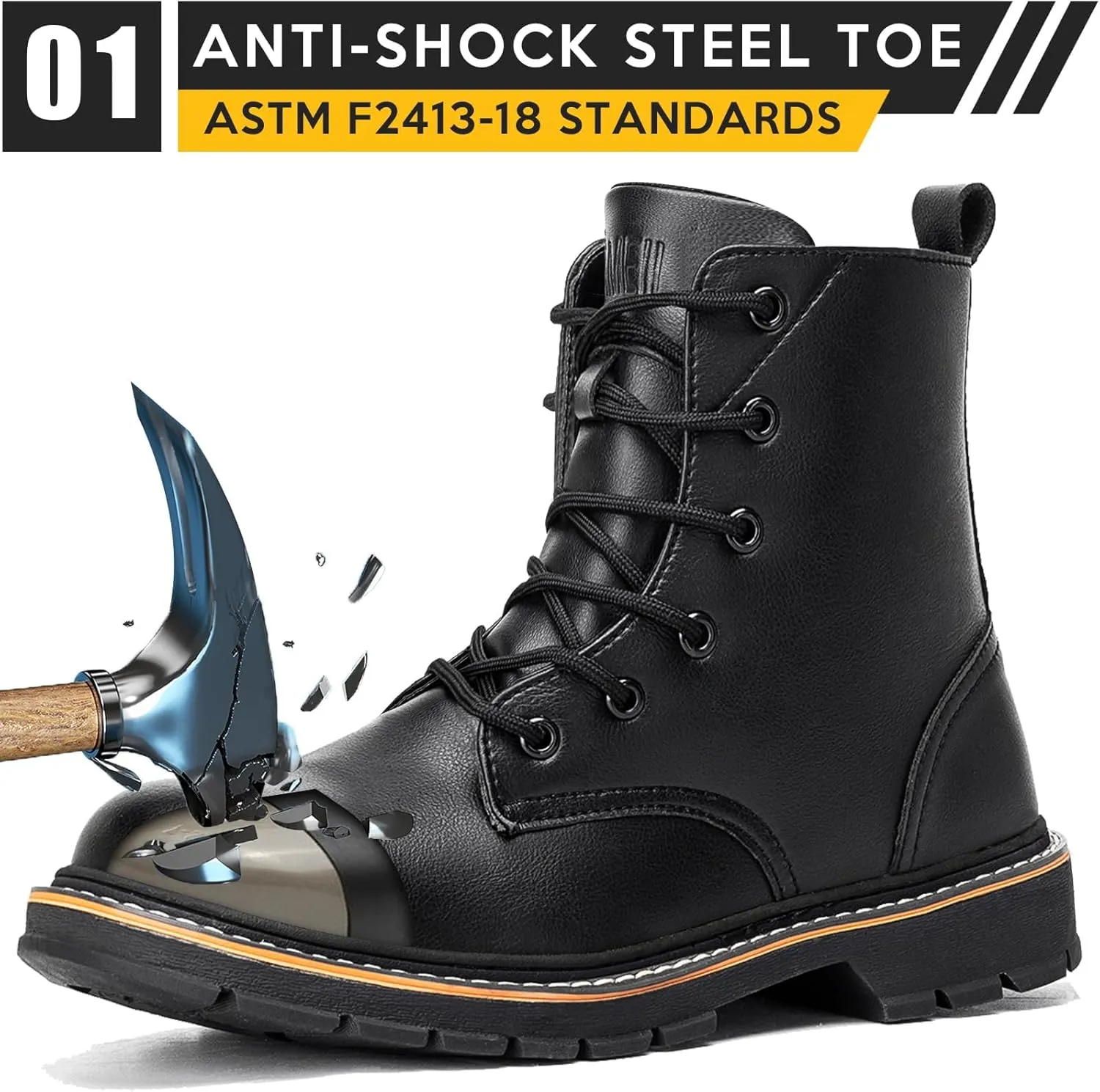 Steel Toe Boots for Women Men, Waterproof Lightweight Safety Work Boots Durability Composite toe Construction Shoes with 6"