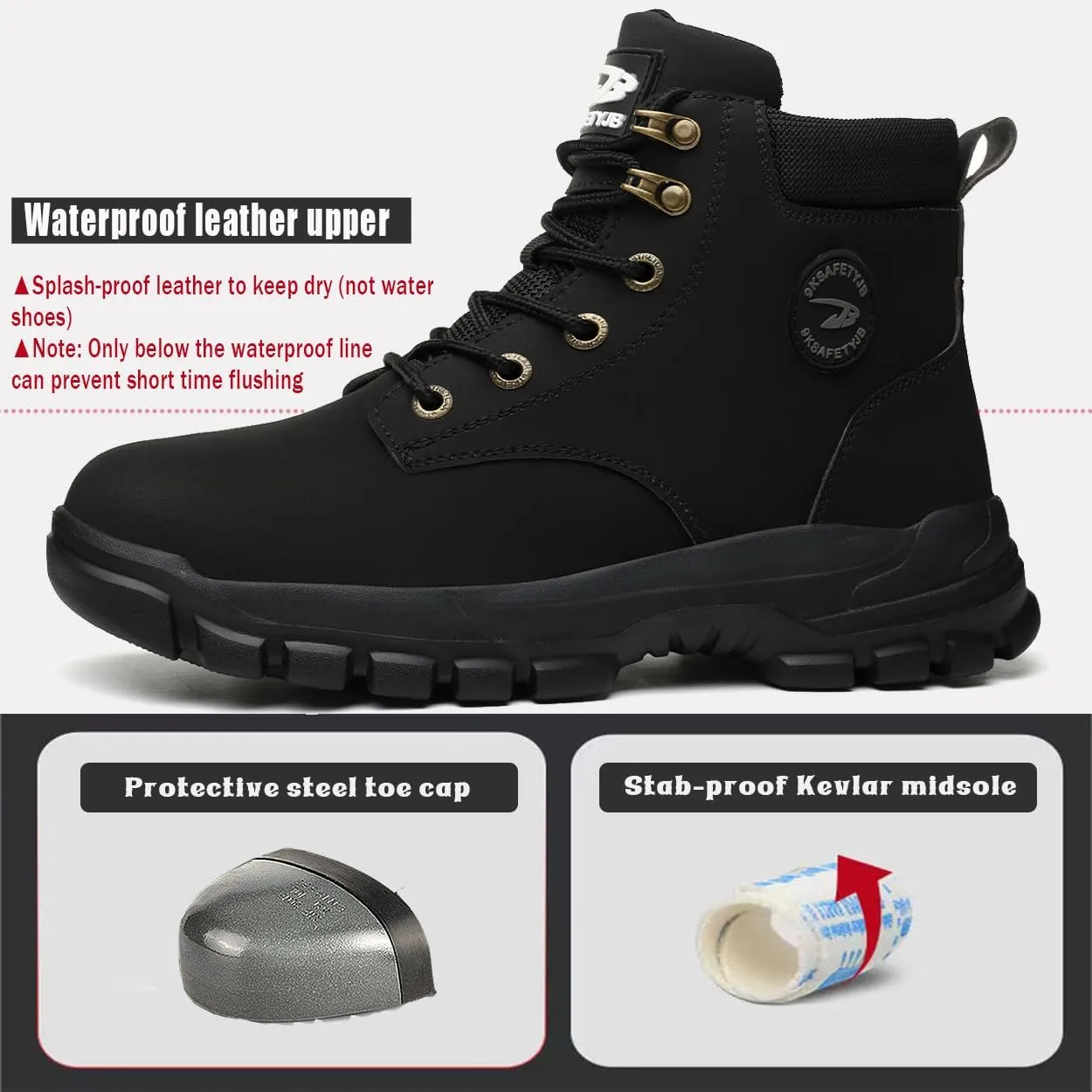 Steel Toe Boots for Women Wateproof Safety Shoes Men Lightweight Composite Toe Boots Leather Construction Steel work Shoes