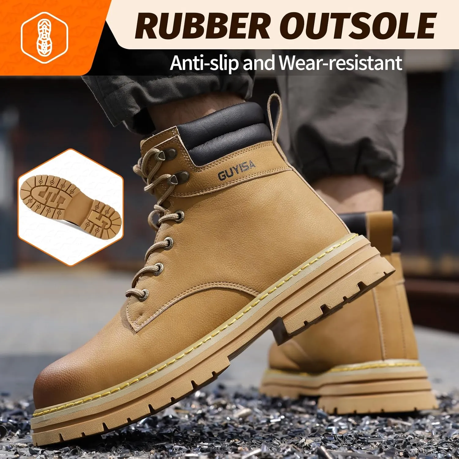 Steel Toe Shoes for Men Lightweight Work Boots for Men Comfortable Steel Toe Boots Industrial Work Shoes Breathable Safety Shoes Construction Steel Toe Sneakers Indestructible Safety Boots