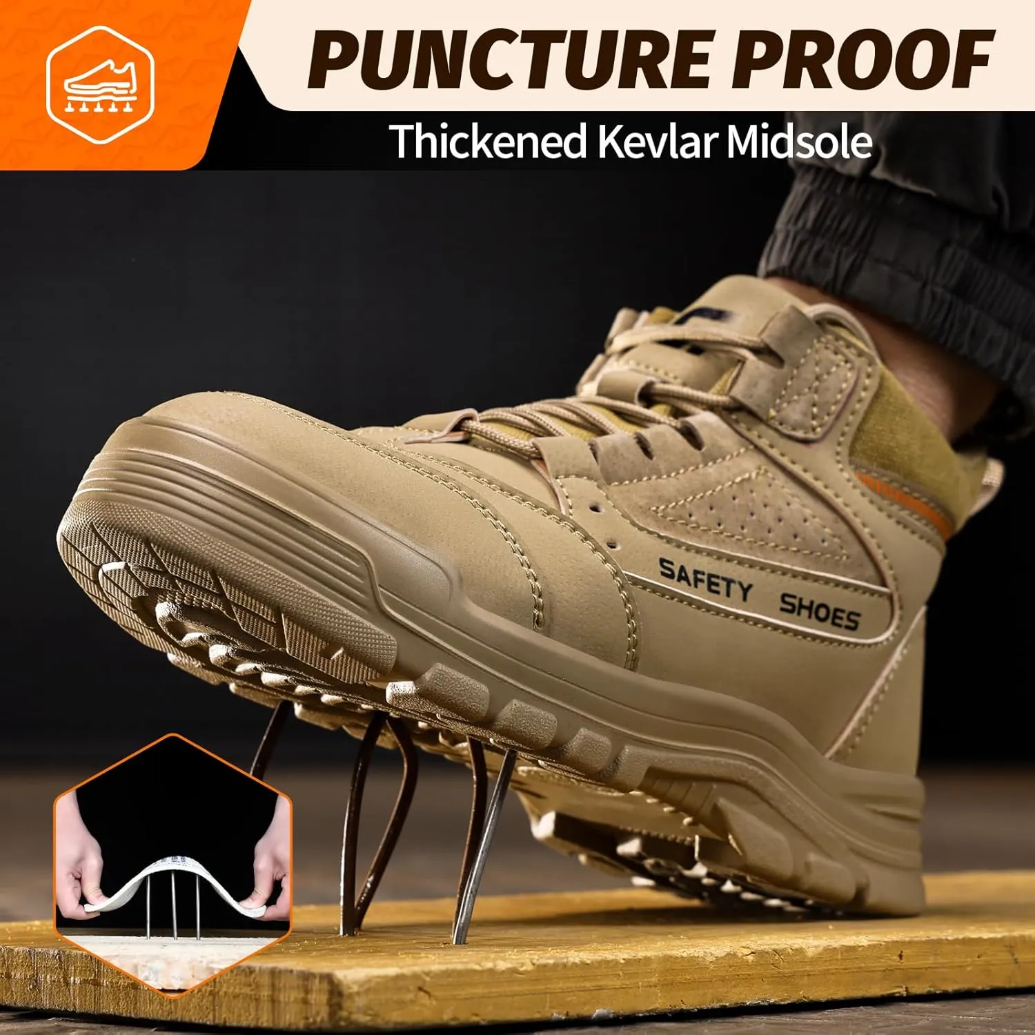 Steel Toe Shoes for Men Lightweight Work Boots for Men Comfortable Steel Toe Boots Industrial Work Shoes Breathable Safety Shoes Construction Steel Toe Sneakers Indestructible Safety Boots