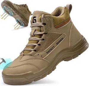 Steel Toe Shoes for Men Lightweight Work Boots for Men Comfortable Steel Toe Boots Industrial Work Shoes Breathable Safety Shoes Construction Steel Toe Sneakers Indestructible Safety Boots